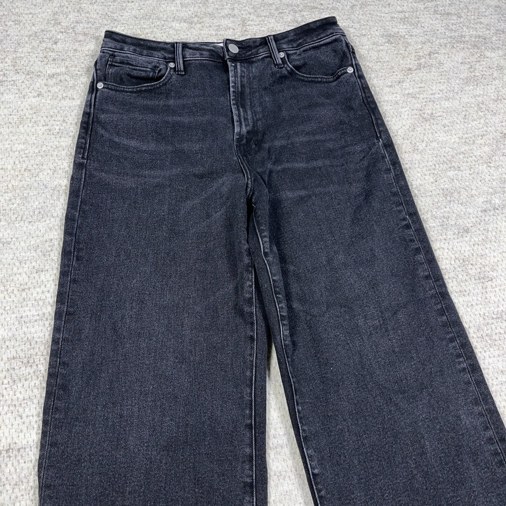 Dear John Jeans Women 30 Black Flared Wide Leg High Rise Frayed - Picture 3 of 13